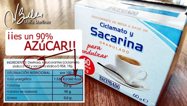 image of Sacarina en sobres de Mercadona: ¿AZUCAR en un 90% ...