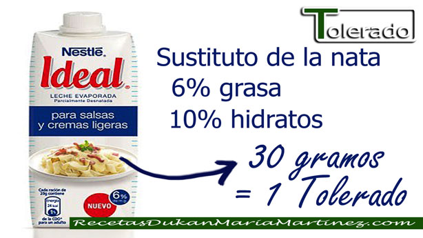 Nata apta Dukan:  Leche evaporada Nestlé Ideal 6% materia grasa (Tolerado, Crucero)